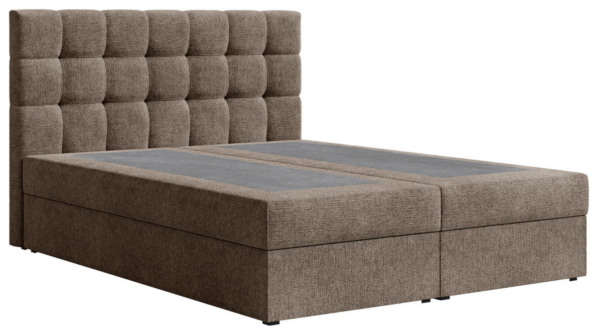 BOXBETT 160/200 cm,  in Braun, Bettkasten, Topper, H2 + H3 = mittel + fest  - Schwarz/Braun, MODERN, Holz/Kunststoff (160/200cm) - Livetastic