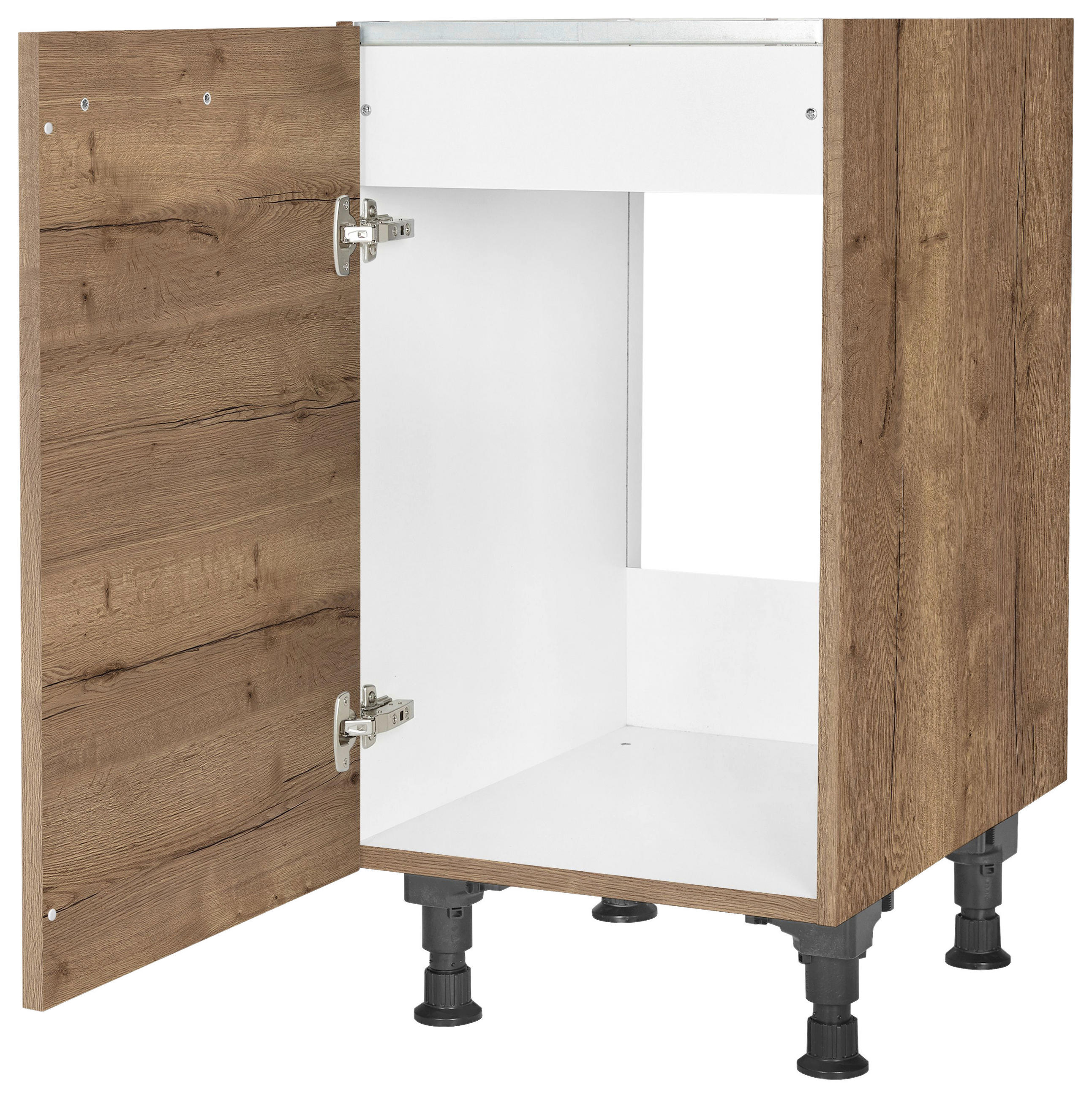 SPÜLENUNTERSCHRANK 45/87/56 cm  in Eiche dunkel  - Eiche dunkel/Schwarz, MODERN, Holzwerkstoff/Metall (45/87/56cm) - Nobilia