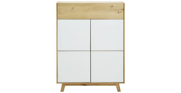 SCHUHSCHRANK Eiche furniert Weiß, Eichefarben  - Eichefarben/Weiß, Natur, Glas/Holz (85/113/40cm) - Dieter Knoll