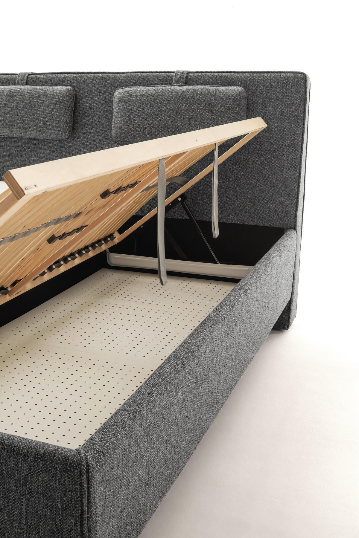 POLSTERBETT Lattenrost, Bettkasten Grau 180/200 cm  - Birkefarben/Buchefarben, Design, Holz/Textil (180/200cm) - Schöner Wohnen