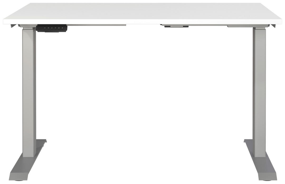 SCHREIBTISCH 120/80/72-118 cm  in Silberfarben, Weiss  - Weiss/Silberfarben, Modern, Holzwerkstoff/Metall (120/80/72-118cm) - Novel