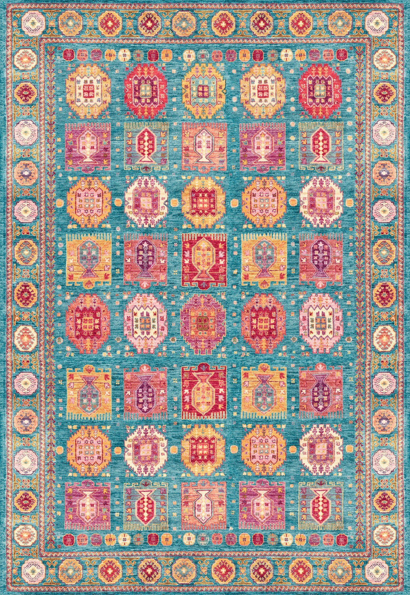 VINTAGE-TEPPICH Cortea Zylar 200/290 cm  in Hellblau, Dunkelrosa, Elfenbein  - Elfenbein/Dunkelrosa, LIFESTYLE, Kunststoff/Textil (200/290cm) - Lindorug