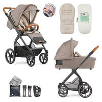 KOMBIKINDERWAGEN  FX4 Swing Set mit Handbremse  Taupe-Cognac-Herzchen gold  - Taupe/Goldfarben, Basics, Textil (100/55/130cm) - Gesslein