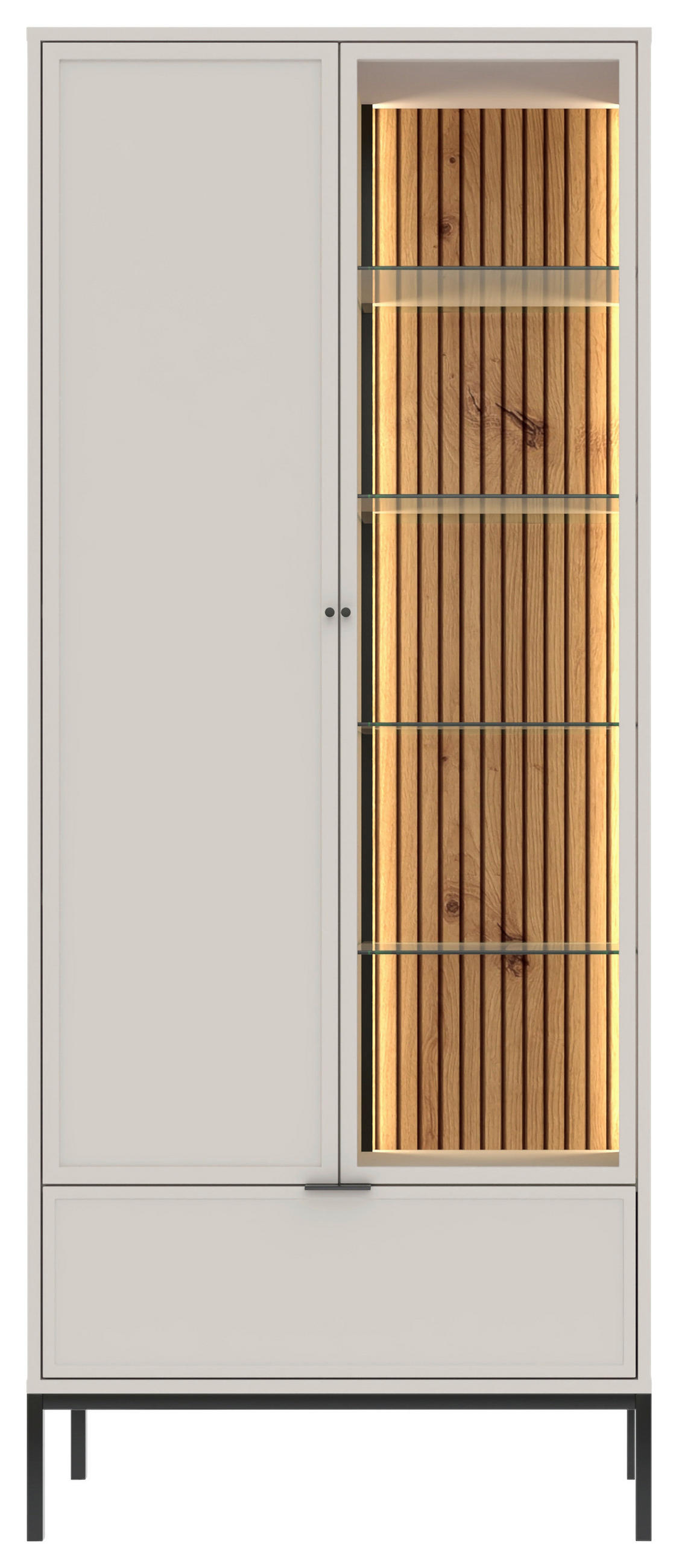 VITRINE  in Schwarz, Kaschmir  - Kaschmir/Schwarz, Design, Glas/Holzwerkstoff (76/115,5/40cm) - MID.YOU