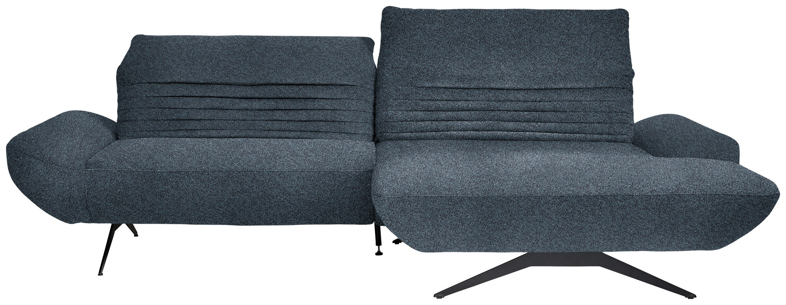 ECKSOFA  in Bouclé Blau  280/170-195 cm  - Blau/Schwarz, Design, Textil/Metall (280/170-195cm) - Dieter Knoll