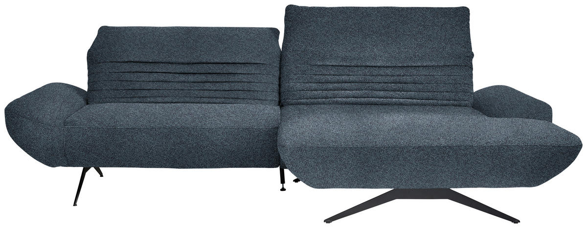 ECKSOFA  in Bouclé Blau  280/170-195 cm  - Blau/Schwarz, Design, Textil/Metall (280/170-195cm) - Dieter Knoll