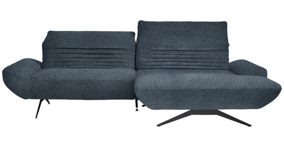 ECKSOFA  in Bouclé Blau  280/170-195 cm  - Blau/Schwarz, Design, Textil/Metall (280/170-195cm) - Dieter Knoll