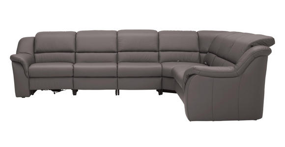 WOHNLANDSCHAFT in Leder Grau - Chromfarben/Grau, KONVENTIONELL, Leder/Kunststoff (324/260cm) - Cantus