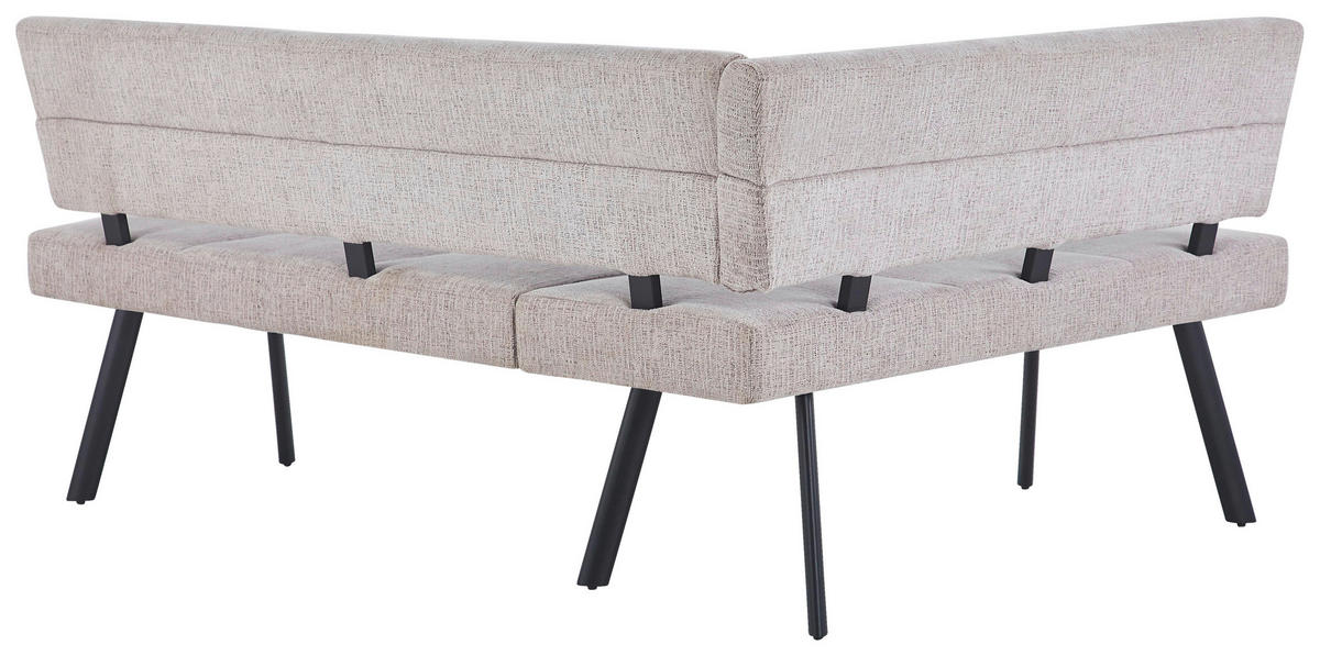 ECKBANK Metall, Textil Beige  - Beige/Schwarz, Konventionell, Textil/Metall (150/190cm) - MID.YOU