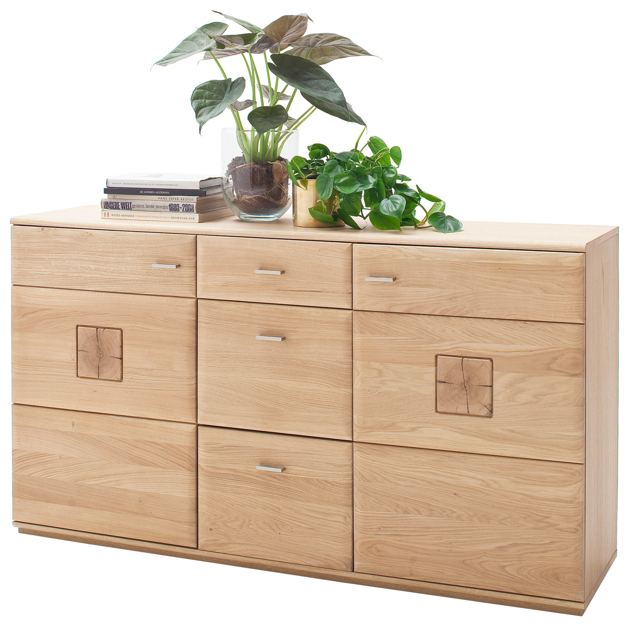 SIDEBOARD  in 165/92/44 cm  - Eichefarben/Nickelfarben, Design, Holz/Holzwerkstoff (165/92/44cm) - Livetastic