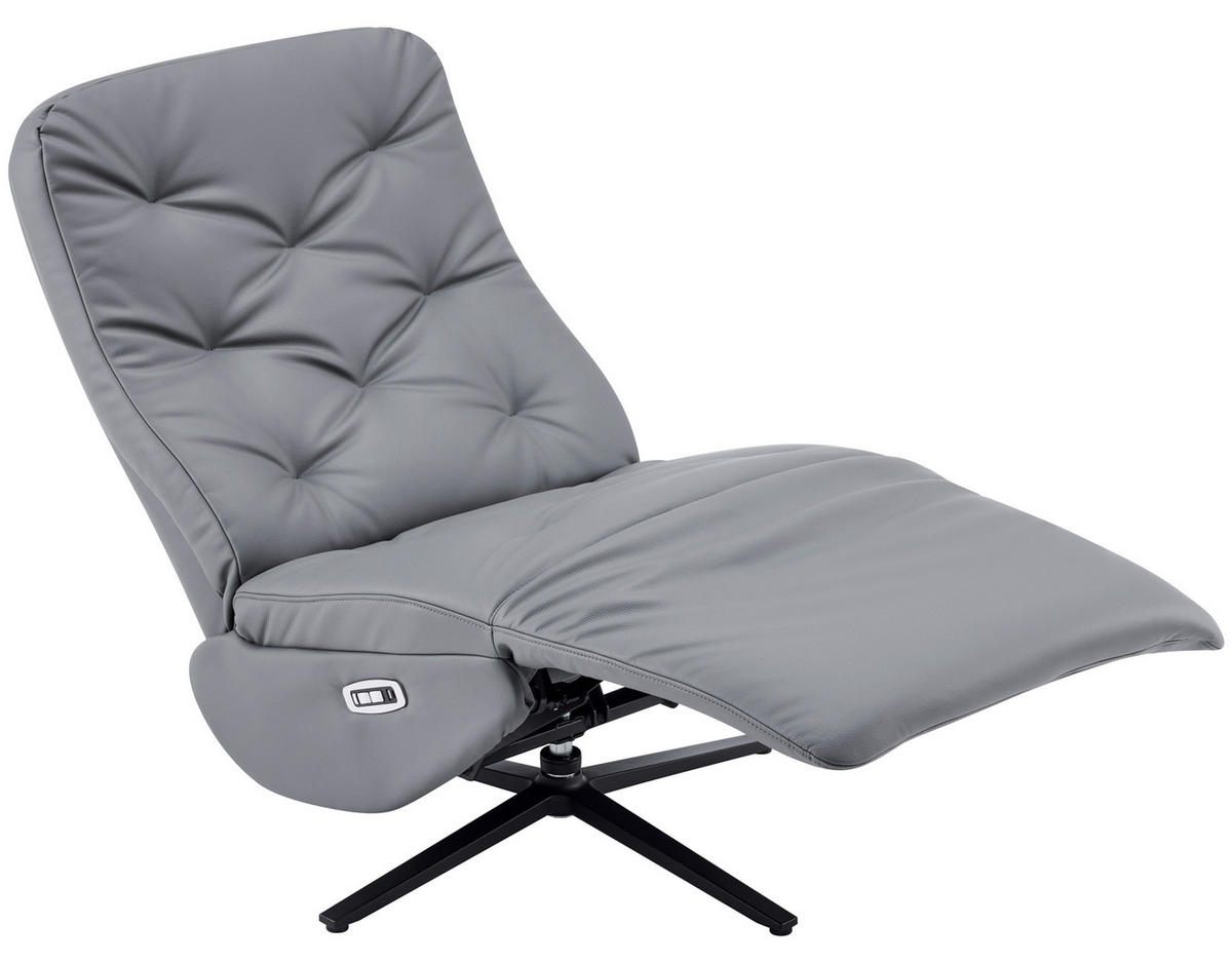 RELAXSESSEL NORA Lederlook, Mikrofaser    - Schwarz/Grau, Design, Textil/Metall (68/113/84cm) - Livetastic