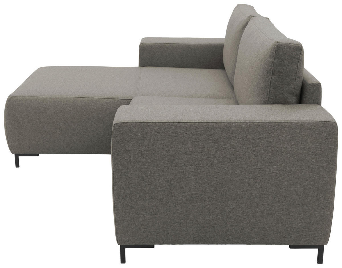ECKSOFA in Webstoff Grau  242/160 cm  - Schwarz/Grau, Design, Textil/Metall (242/160cm) - LOOKS by W.Joop