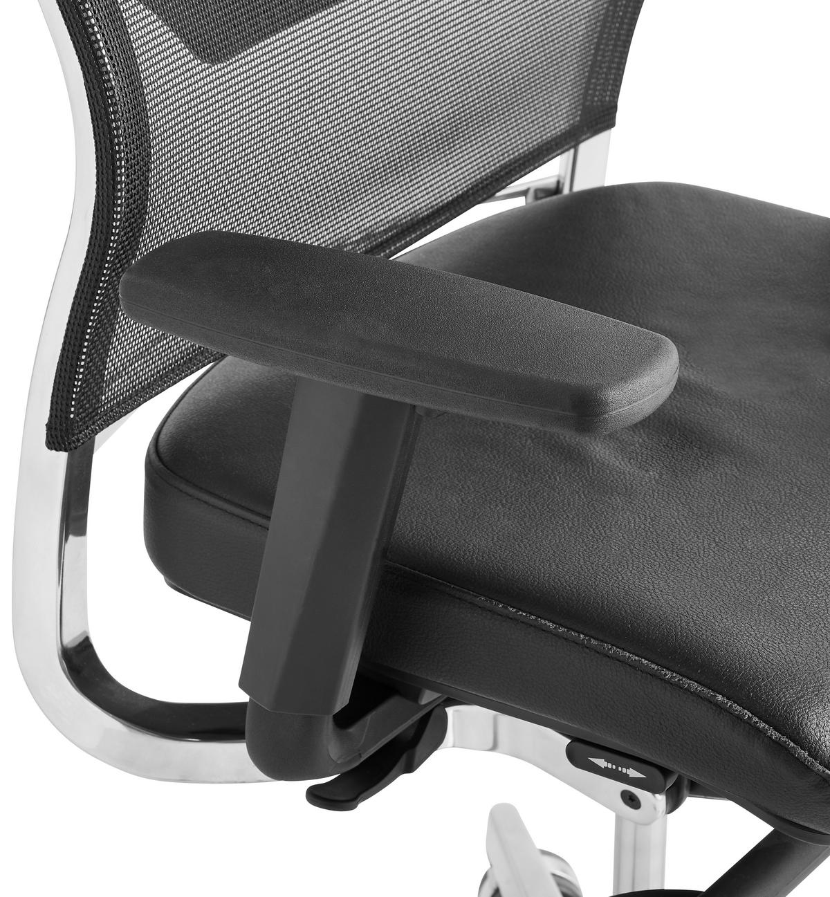 DREHSTUHL  in Netz Schwarz, Alufarben  - Schwarz/Alufarben, Design, Leder/Textil (48/105-115/55cm) - Topstar