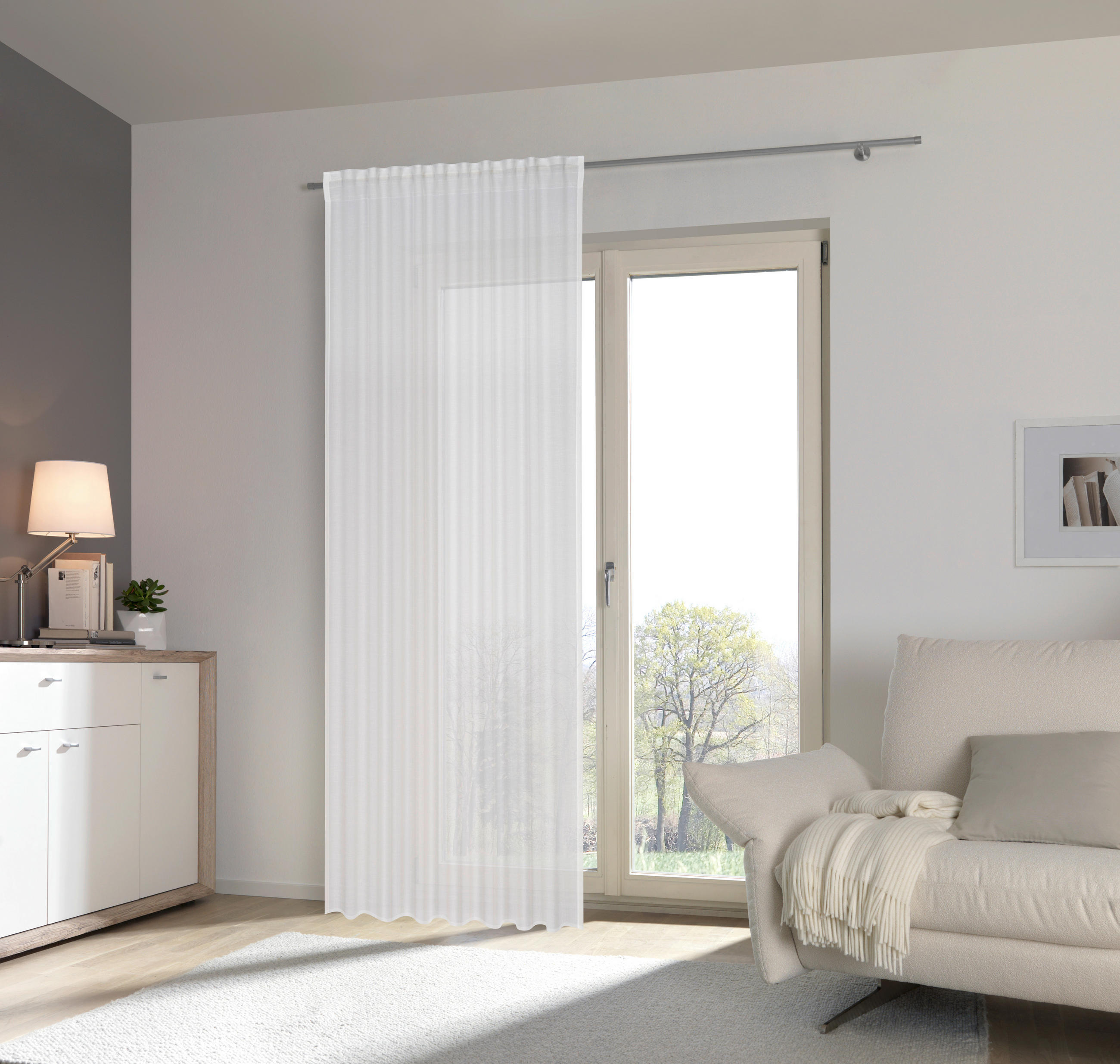 HOTOVÝ ZÁVĚS, průhledné, 140/245 cm - krémová, Basics, textil (140/245cm) - Esposa