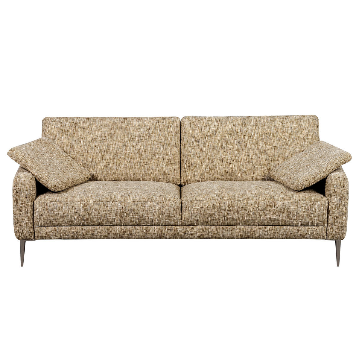 3,5-SITZER - Hellbraun/Schwarzchrom, Design, Textil/Metall (207/85/92cm) - Livetastic