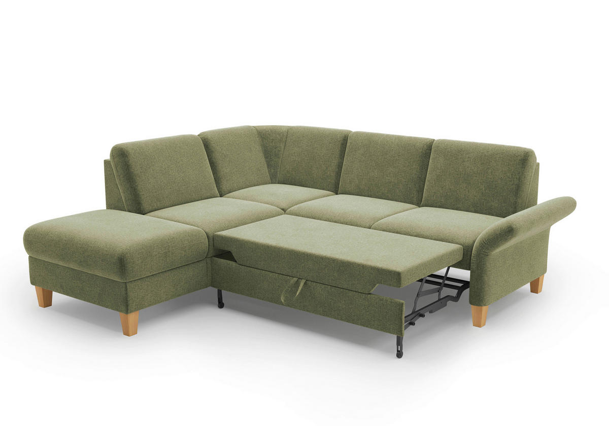 ECKSOFA in Flachgewebe Hellgrün  216/240 cm  - Eichefarben/Hellgrün, KONVENTIONELL, Holz/Textil (216/240cm) - Sit & More