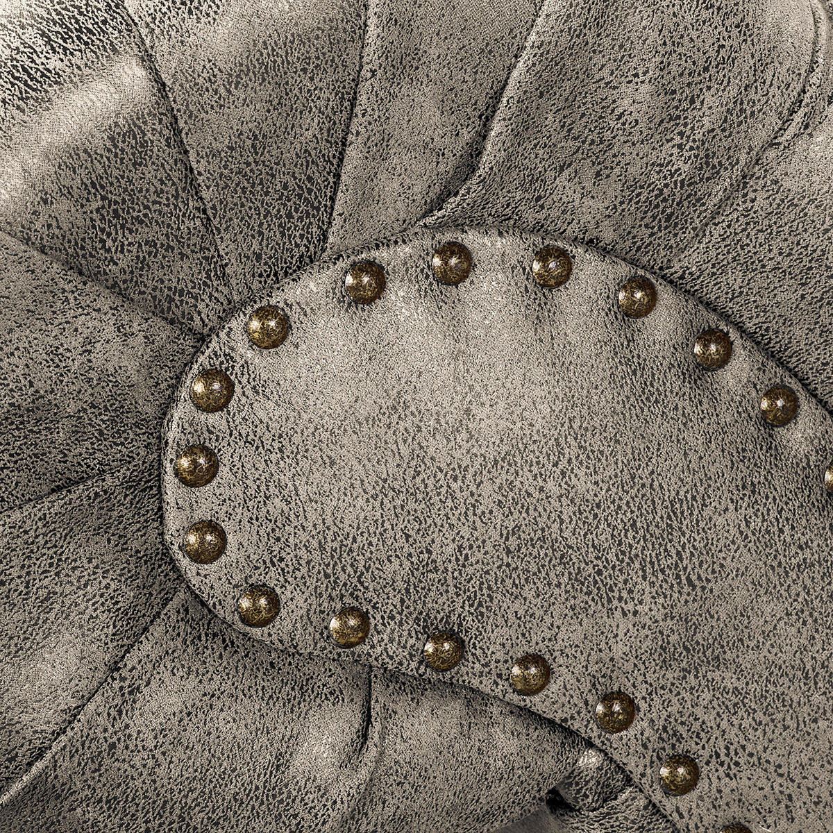 RÉCAMIERE Lederlook Hellgrau  - Hellgrau/Braun, Design, Holz/Textil (185/93/75cm) - Livetastic