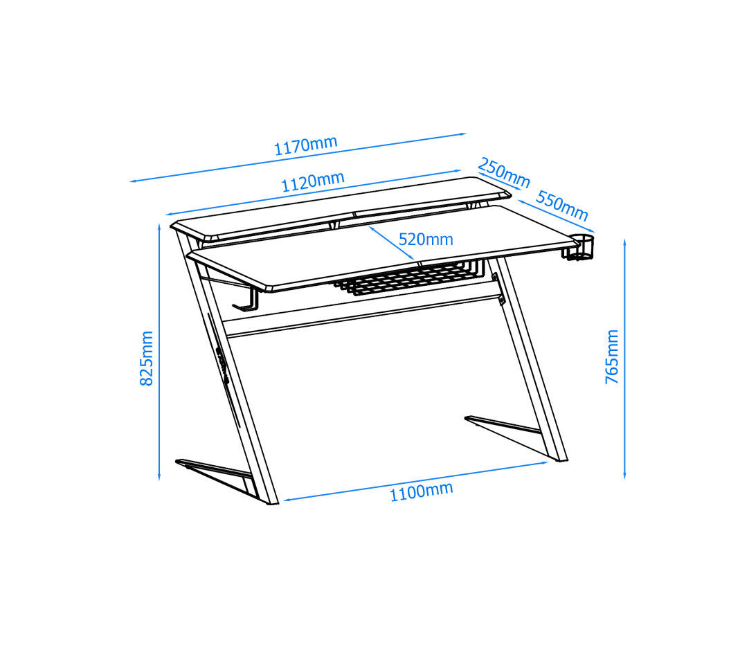 GAMINGTISCH Schwarz  - Rot/Schwarz, Design, Holzwerkstoff/Metall (137/83/68cm) - MID.YOU