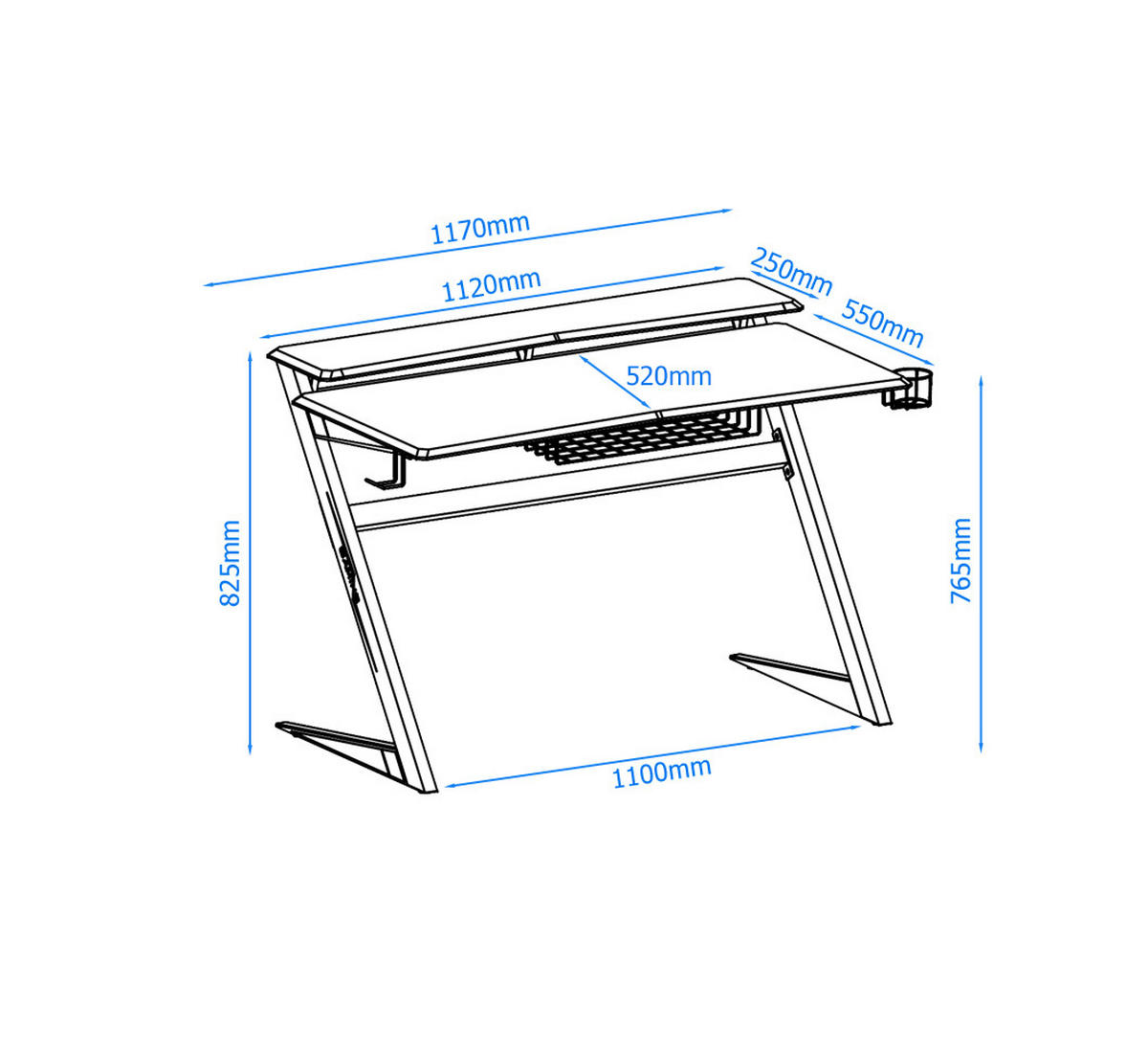 GAMINGTISCH Schwarz  - Rot/Schwarz, Design, Holzwerkstoff/Metall (137/83/68cm) - MID.YOU