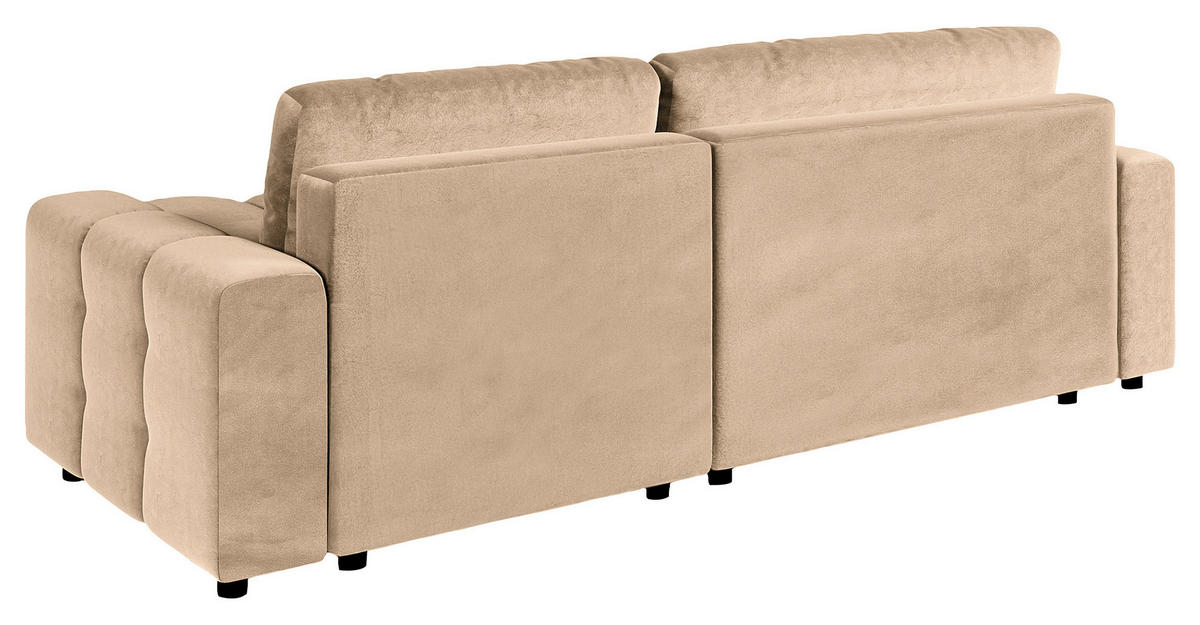 ECKSOFA Luki Beige Mikrofaser  - Beige/Schwarz, Design, Kunststoff/Textil (233/142cm) - Livetastic
