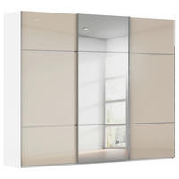 SCHWEBETÜRENSCHRANK 301/223/68 cm 3-türig Weiß, Champagner  - Chromfarben/Champagner, KONVENTIONELL, Glas/Holzwerkstoff (301/223/68cm) - Novel