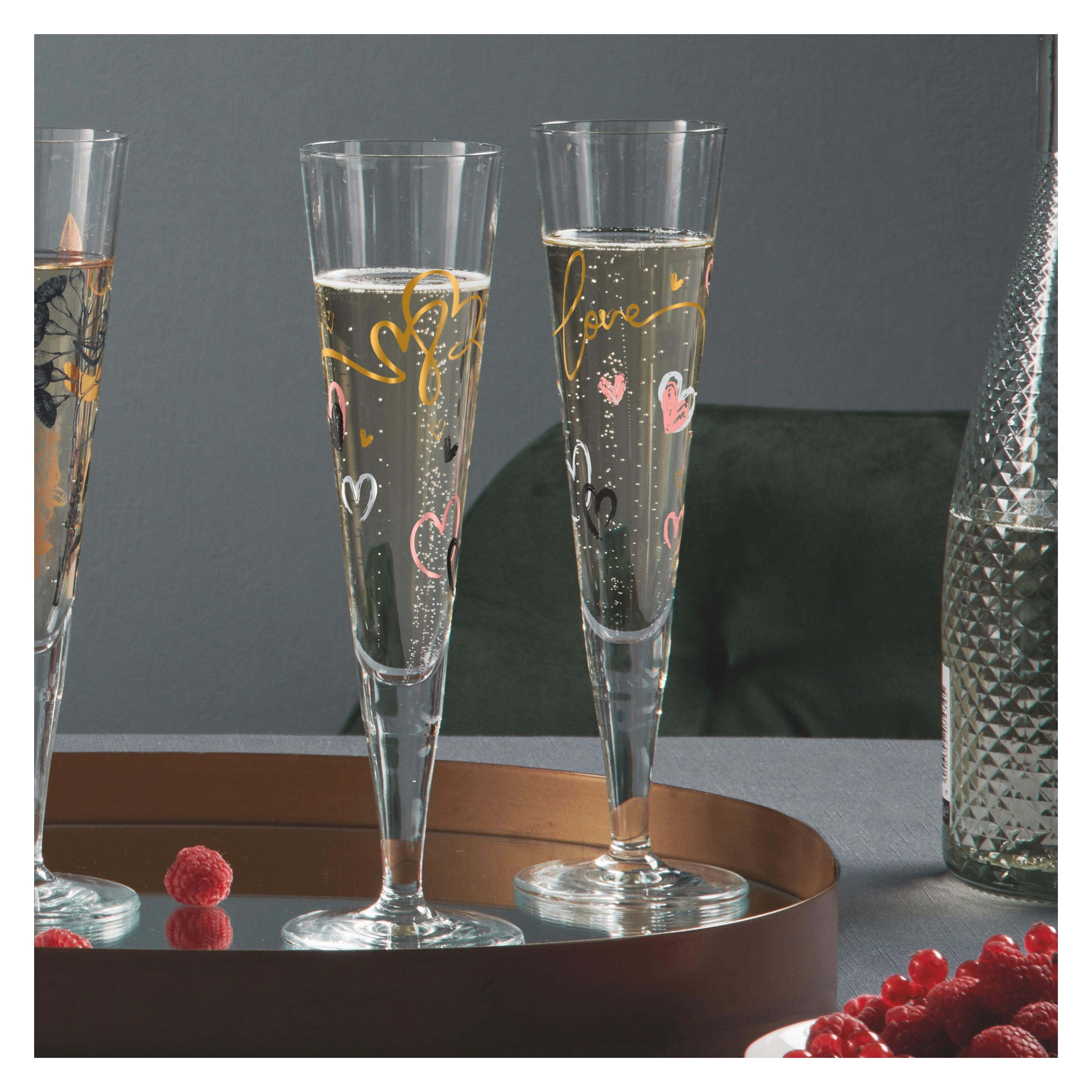 CHAMPAGNERGLAS Goldnacht 205 ml 2-teilig  - Goldfarben/Schwarz, LIFESTYLE, Glas (16,3/26,6/7,7cm) - Ritzenhoff