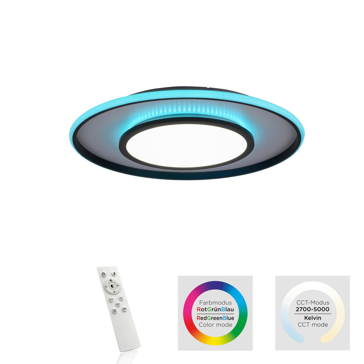 LED-DECKENLEUCHTE Arenda 60/10 cm   - Schwarz, Design, Kunststoff/Metall (60/10cm)