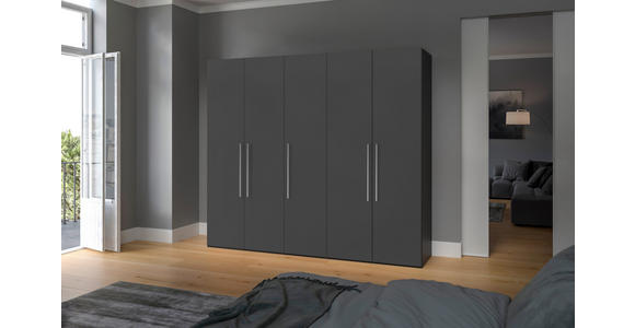 DREHTÜRENSCHRANK  in Anthrazit, Schwarz  - Edelstahlfarben/Anthrazit, Design, Holzwerkstoff (253/195/59cm) - Carryhome