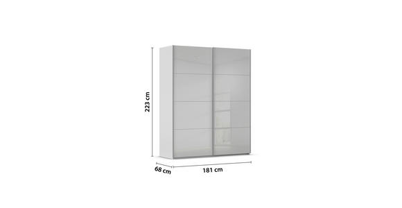 SCHWEBETÜRENSCHRANK 181/223/68 cm 2-türig Seidengrau  - Seidengrau/Alufarben, Design, Glas/Holzwerkstoff (181/223/68cm) - Xora