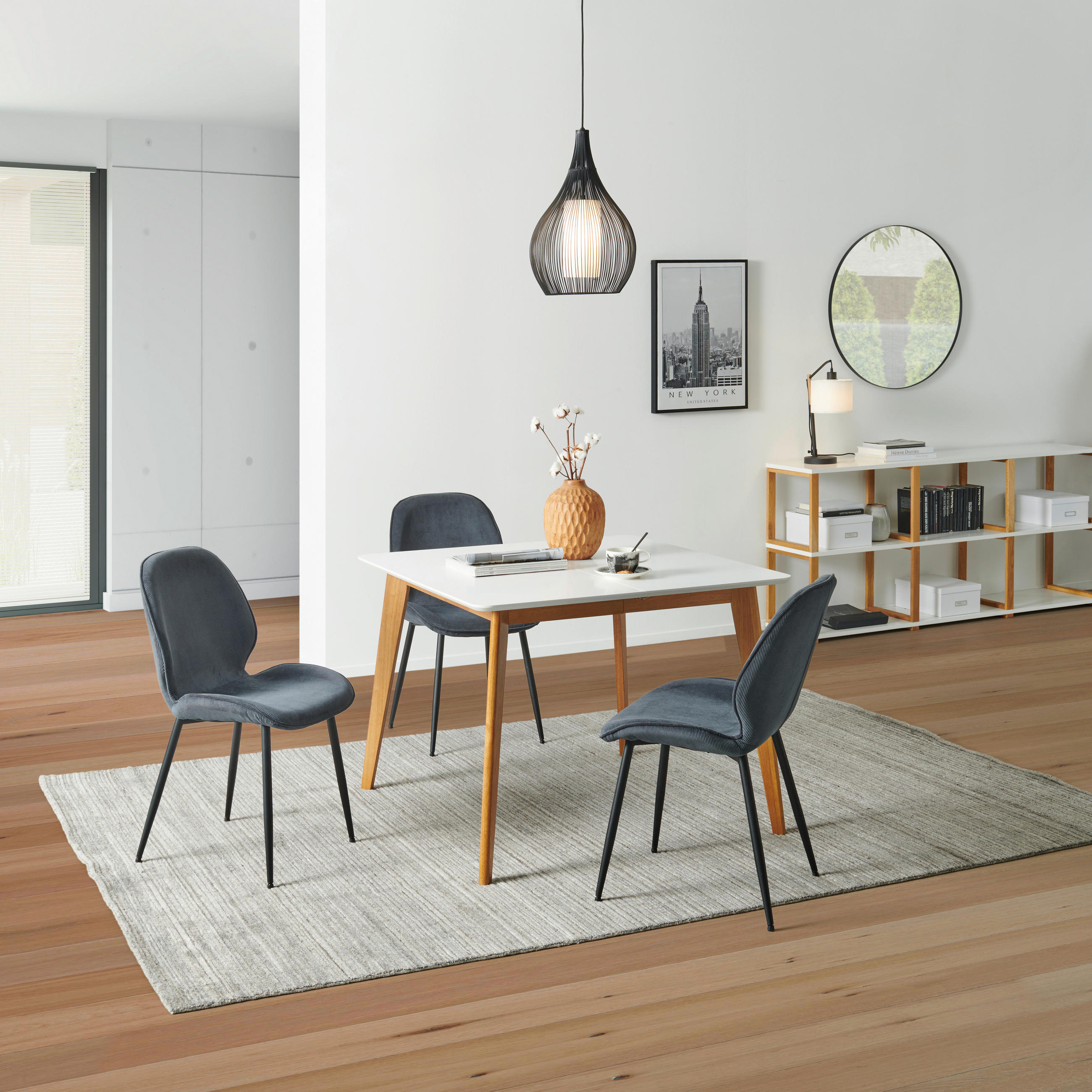 JÍDELNÍ STŮL, bílá, 100-180/76/100 cm - bílá/barvy dubu, Design, dřevo (100-180/76/100cm) - Livetastic