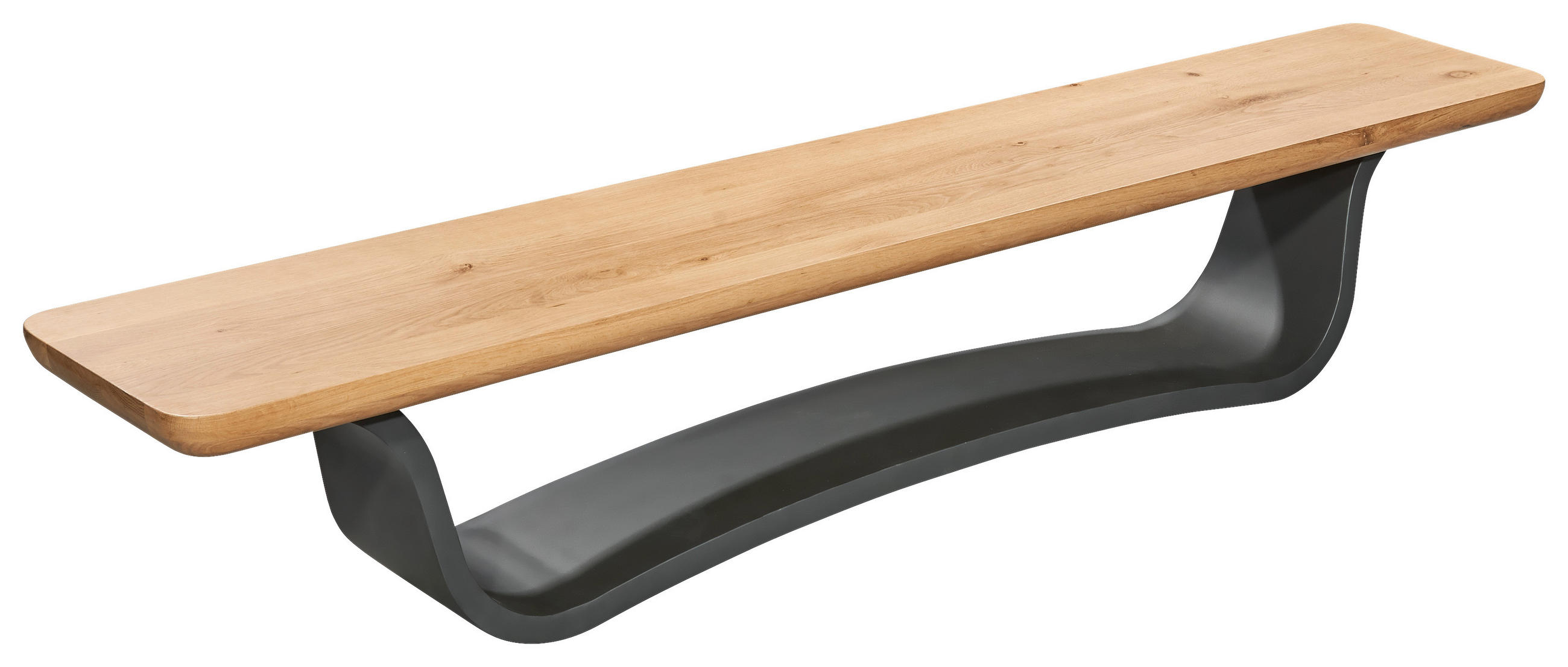 SITZBANK 240/45/42 cm Anthrazit, Eichefarben Eiche massiv  - Eichefarben/Anthrazit, MODERN, Holz/Metall (240/45/42cm) - Livetastic