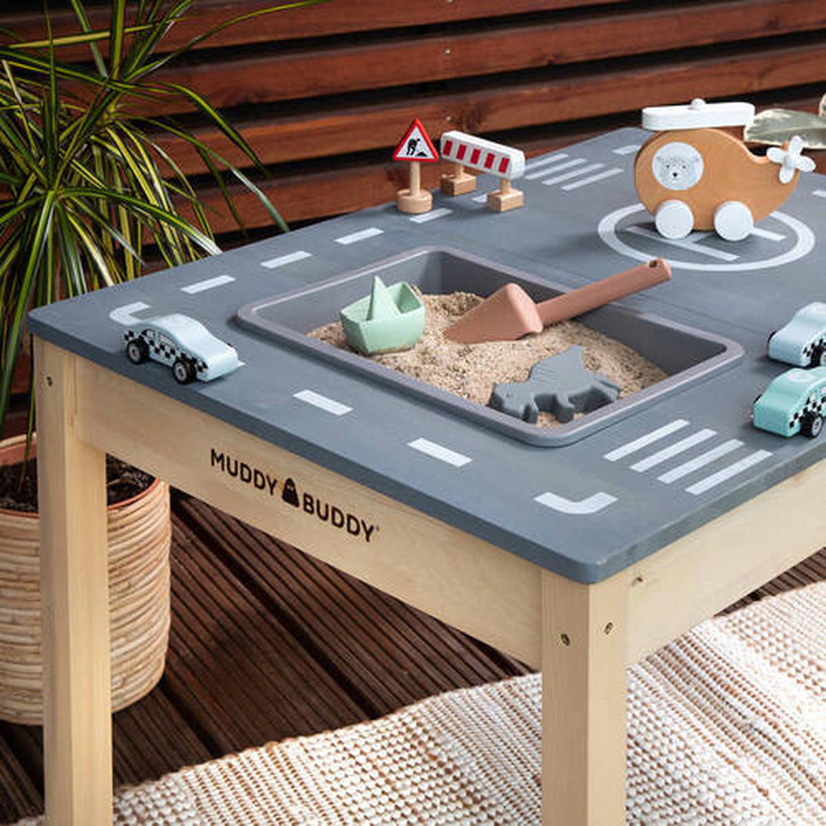 SAND & WASSERTISCH RACE RUNNER Holz Naturfarben, Graphitfarben  - Graphitfarben/Naturfarben, Basics, Holz (80/60/50cm) - MUDDY BUDDY