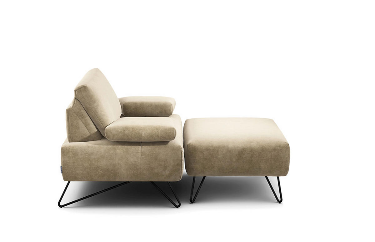 SESSELSET Samt Armteilverstellung    - Schwarz/Naturfarben, Design, Textil/Metall (114-142/85/86-94cm) - SENSOO