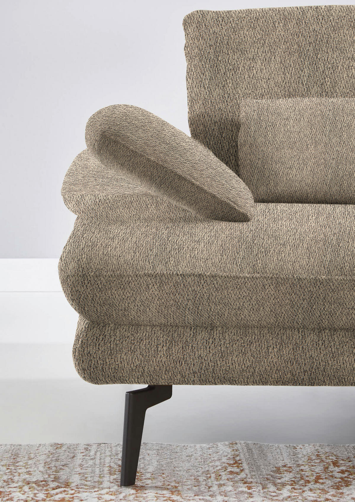 ECKSOFA in Chenille Braun, Grün  - Schwarz/Braun, Design, Textil/Metall (310/180cm) - Dieter Knoll