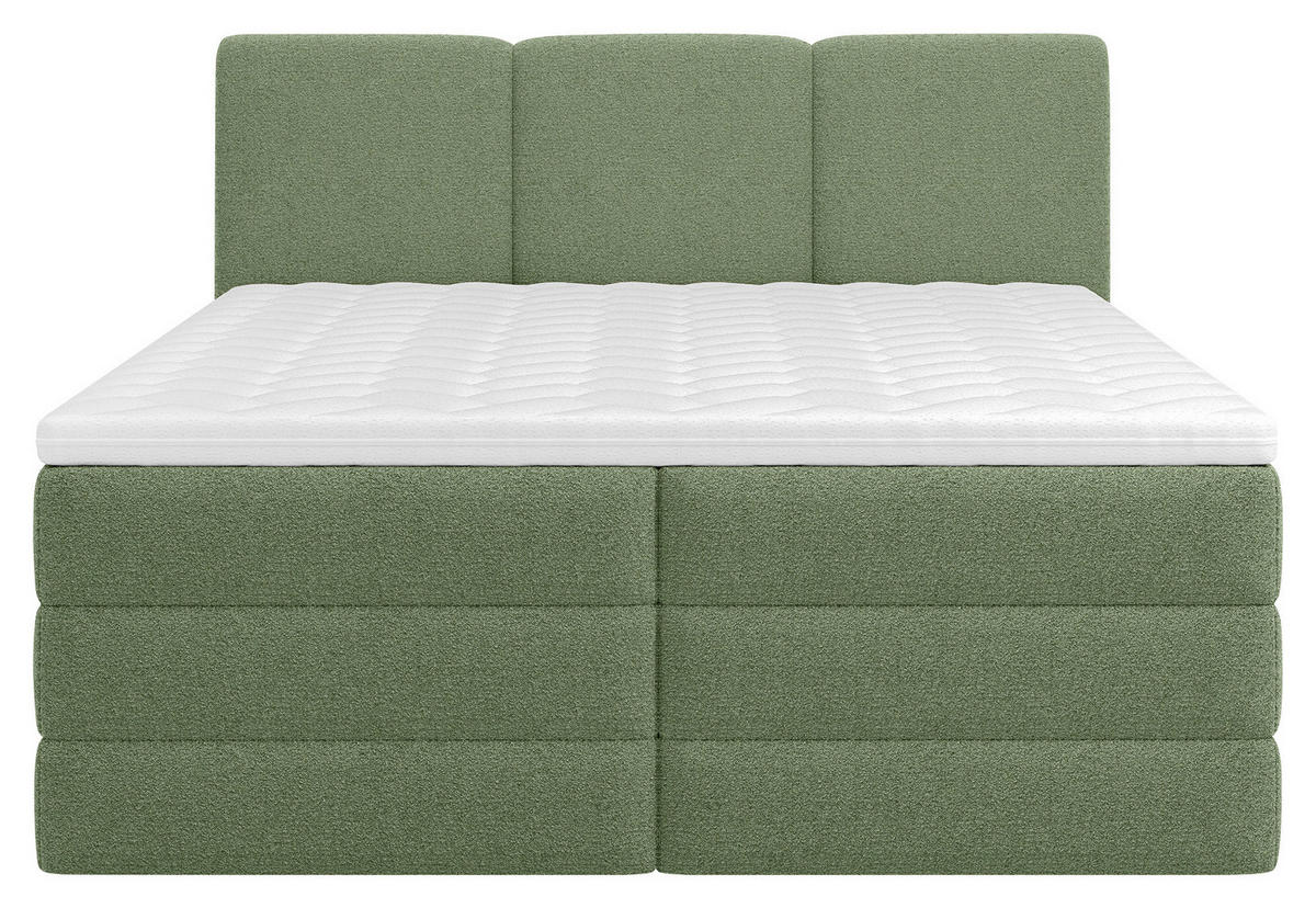 BOXSPRINGBETT 200/200 cm,  in Grün, Bettkasten, Topper, H2 + H3 = mittel + fest  - Schwarz/Grün, MODERN, Holz/Kunststoff (200/200cm) - MID.YOU