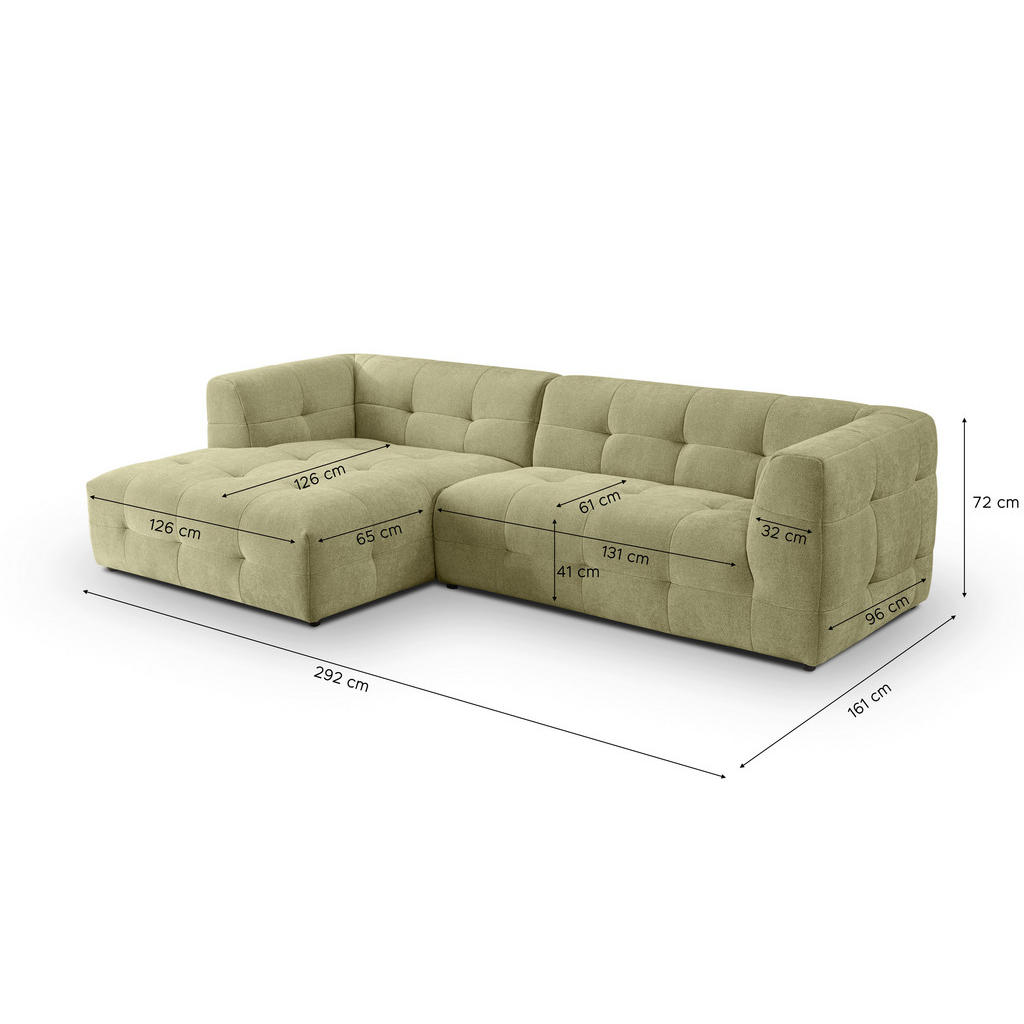 Thumbnail - Mid.you Ecksofa Tenso, Grün, Textil, 5-Sitzer, L-Form, 292x161 cm, Made in EU, FSC Mix, Wohnzimmer, Sofas & Couches, Woh...