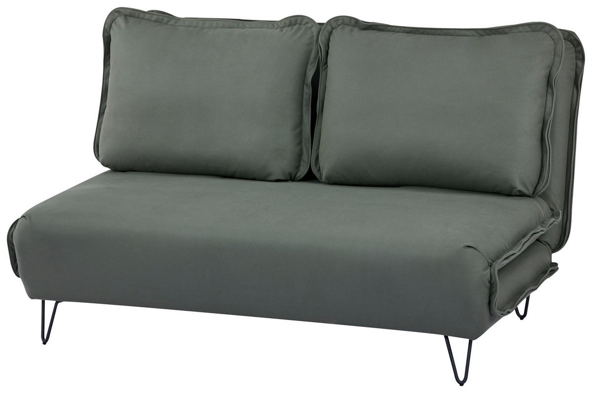 SCHLAFSOFA Webstoff Grün, Taupe  - Taupe/Schwarz, Design, Textil/Metall (152/82/92cm) - Livetastic