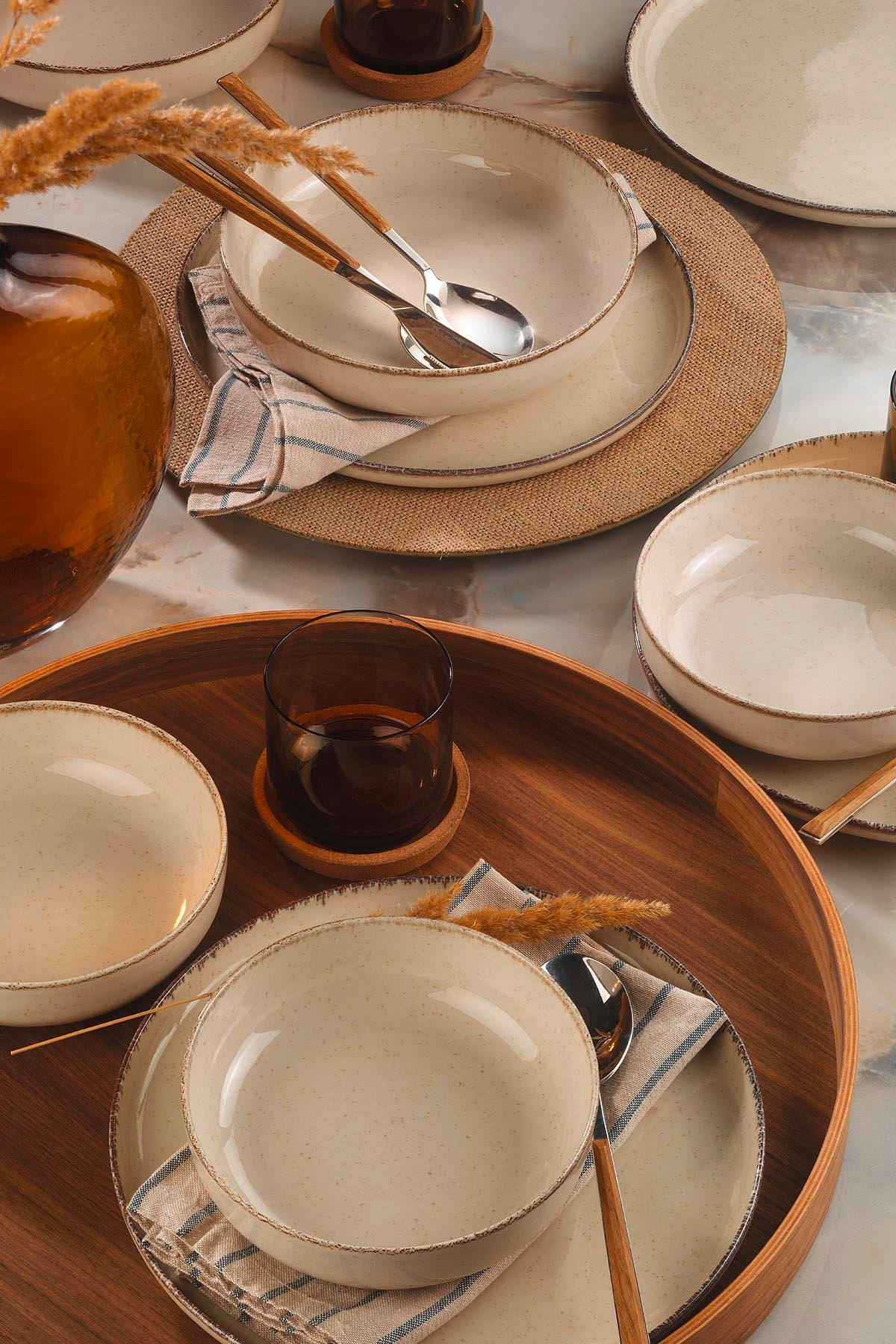 KOMBISERVICE Creme 12-teilig  - Creme, Basics, Keramik (24/24/24cm) - P & B
