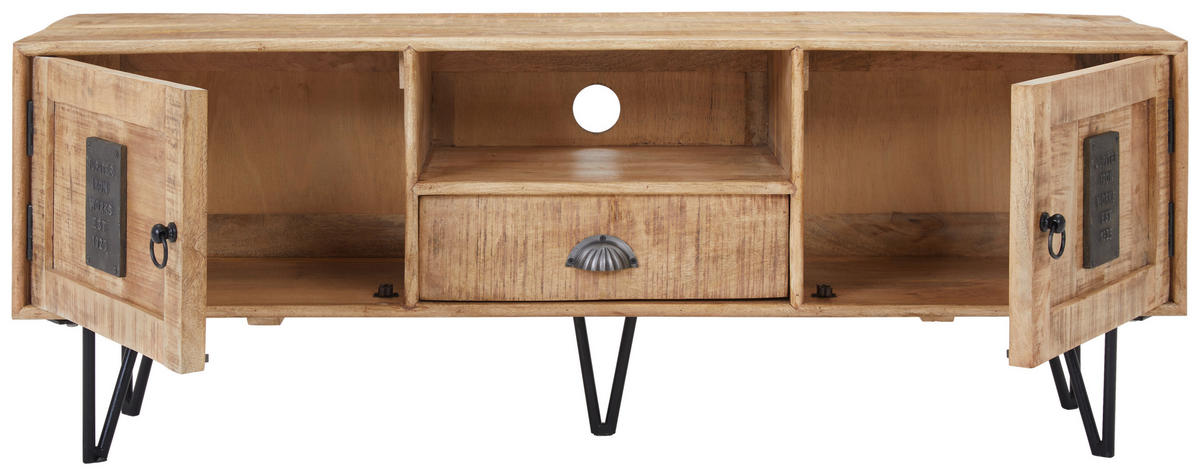 LOWBOARD  in 145/53/40 cm  - Hellbraun/Schwarz, Lifestyle, Holz/Metall (145/53/40cm) - Landscape