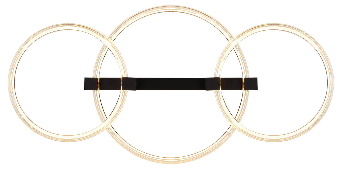 LED-DECKENLEUCHTE Fletcher 76,1/38/11,5 cm  - Transparent/Schwarz, Design, Kunststoff/Metall (76,1/38/11,5cm) - Globo
