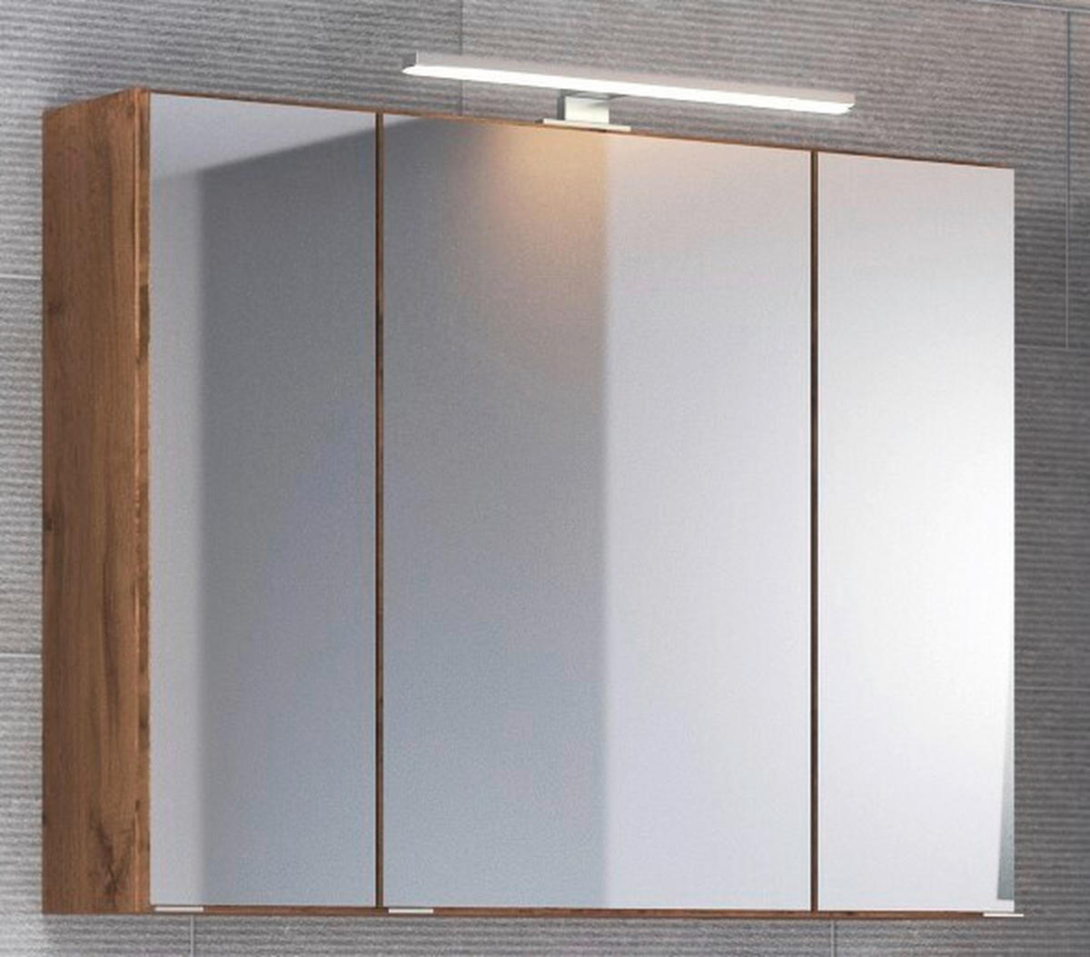 SPIEGELSCHRANK 100/66/20 cm  - Chromfarben/Eiche Wotan, Natur, Glas/Holzwerkstoff (100/66/20cm) - Held