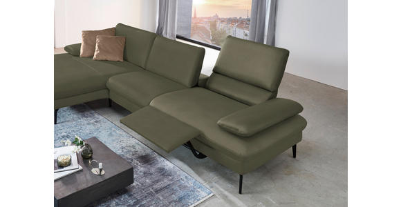 ECKSOFA in Echtleder Grau, Grün  - Schwarz/Grau, Design, Leder/Metall (157/325cm) - Dieter Knoll