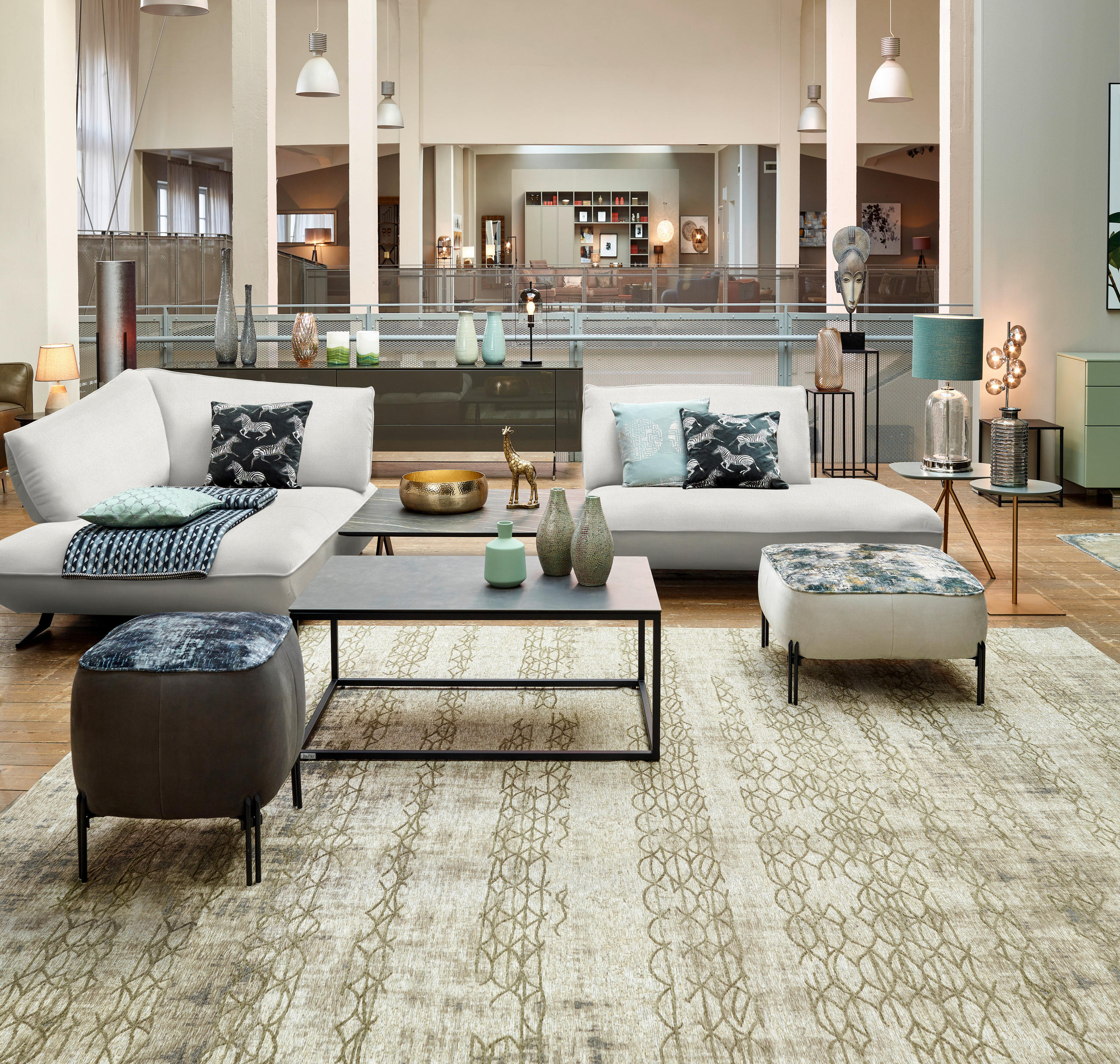 ECKSOFA in Webstoff, Struktur Creme, Naturfarben  - Anthrazit/Creme, Design, Textil/Metall (172/265cm) - Joop!