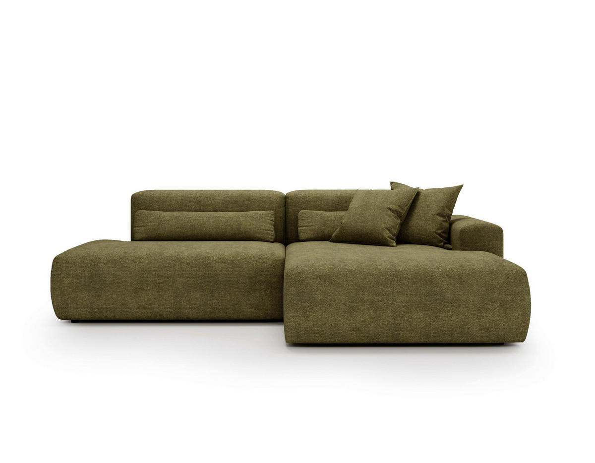 ECKSOFA REVE in Chenille Grün  284/160 cm  - Schwarz/Grün, Design, Kunststoff/Textil (284/160cm) - Livetastic