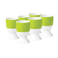 EIERBECHERSET Keramik Porzellan 6-teilig  - Weiß/Grün, Basics, Keramik (4,5/6,5cm) - Van Well