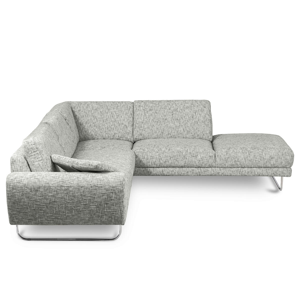 ECKSOFA 273/250 cm SPRING in Webstoff Grau Zierkissen  273/250 cm  - Chromfarben/Grau, Design, Textil/Metall (273/250cm) - Livetastic