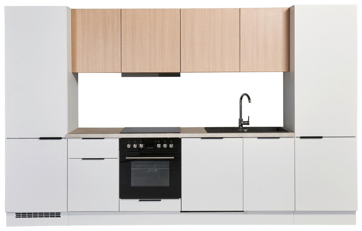 KÜCHENLEERBLOCK 340 cm   in Weiß, Eichefarben  - Eichefarben/Beige, Design, Holzwerkstoff/Metall (340cm) - MID.YOU