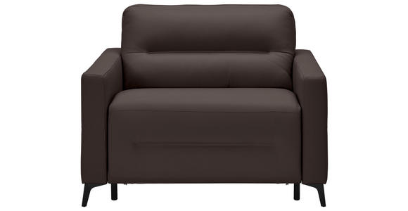 SCHLAFSESSEL Echtleder Dunkelbraun Liegefunktion {item.attr(124-153'),[ ]} - Dunkelbraun/Schwarz, Design, Leder/Metall (115/89/97cm) - Novel