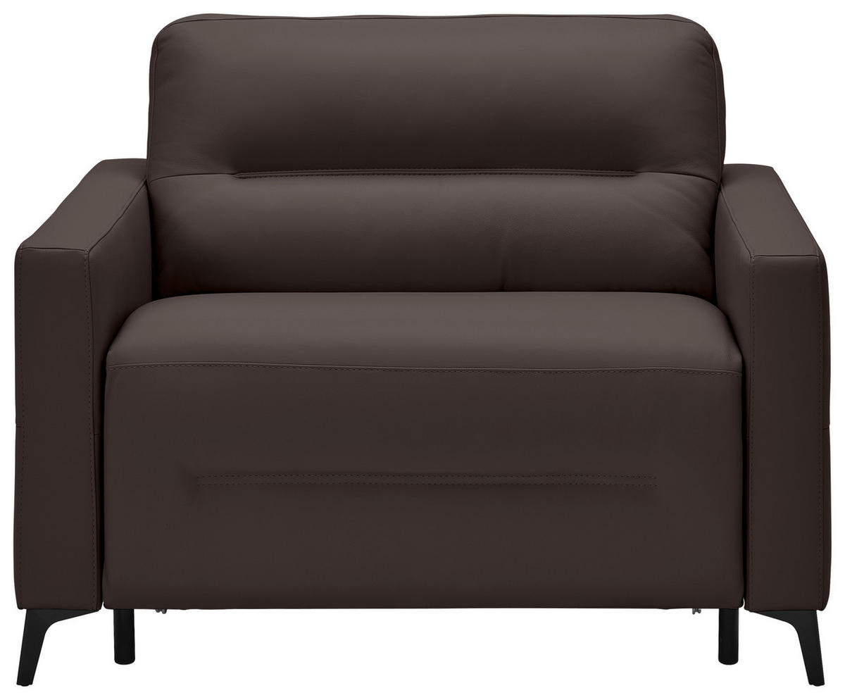 SCHLAFSESSEL Echtleder Dunkelbraun    - Dunkelbraun/Schwarz, Design, Leder/Metall (115/89/97cm) - Novel