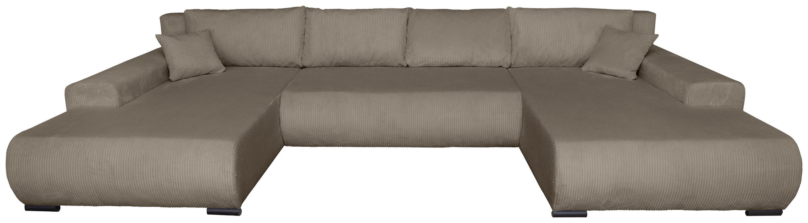 WOHNLANDSCHAFT Taupe Cord  - Taupe/Schwarz, KONVENTIONELL, Textil/Metall (191/351/191cm) - Carryhome